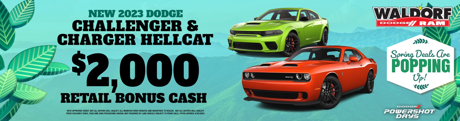 $2,000 Retail Bonus Cash on Challenger and Charger Hellcat!